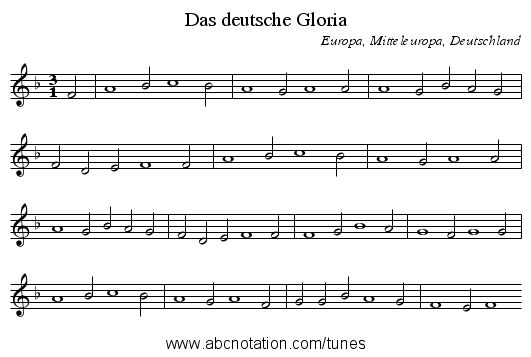 Das deutsche Gloria - staff notation