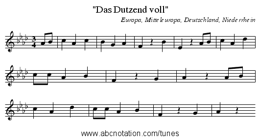 Das Dutzend voll - staff notation