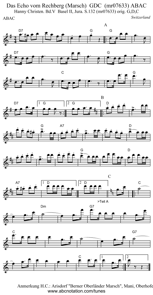 Das Echo vom Rechberg (Marsch)  GDC  (mr07633) ABAC - staff notation