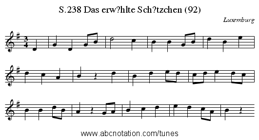 Das erw?hlte Sch?tzchen (92), S.238 - staff notation
