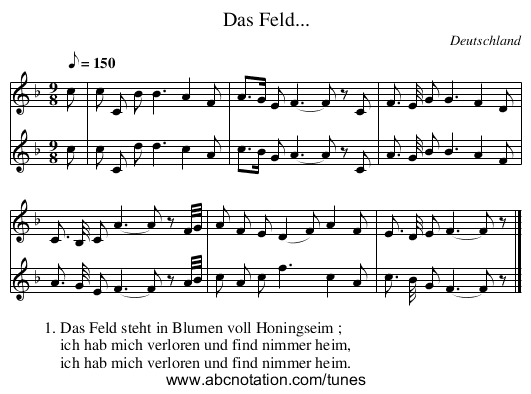 Das Feld... - staff notation