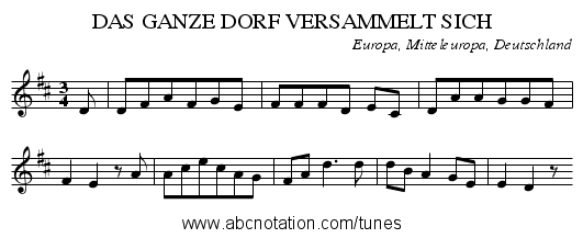 DAS GANZE DORF VERSAMMELT SICH - staff notation