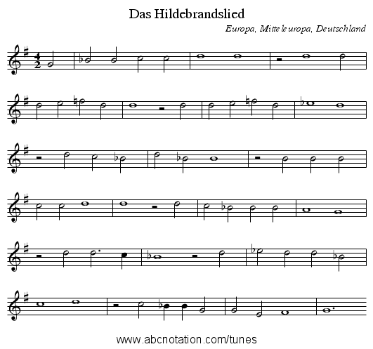 Das Hildebrandslied - staff notation
