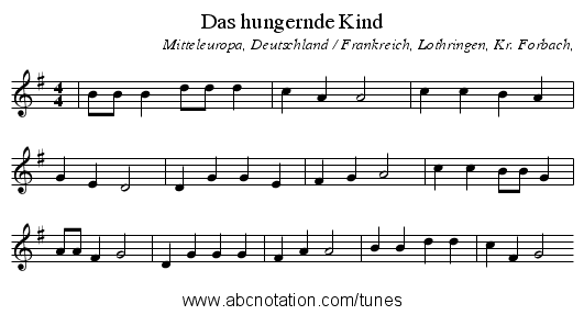Das hungernde Kind - staff notation