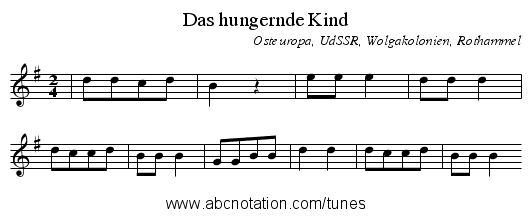 Das hungernde Kind - staff notation