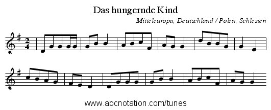 Das hungernde Kind - staff notation