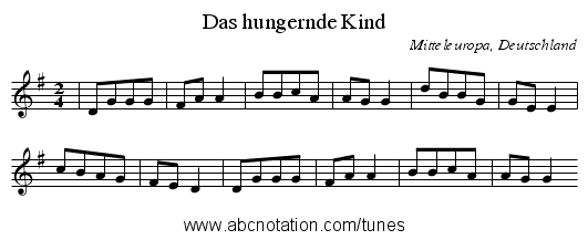 Das hungernde Kind - staff notation