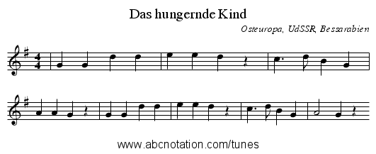 Das hungernde Kind - staff notation