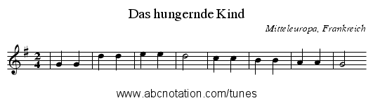 Das hungernde Kind - staff notation