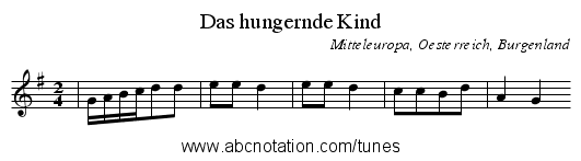 Das hungernde Kind - staff notation