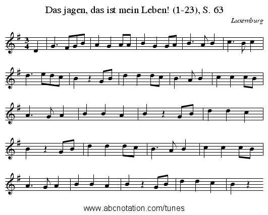 Das jagen, das ist mein Leben! (1-23), S. 63 - staff notation