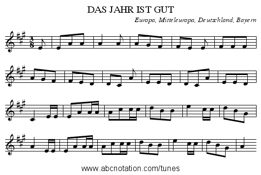 DAS JAHR IST GUT - staff notation
