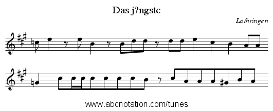 Das j?ngste - staff notation