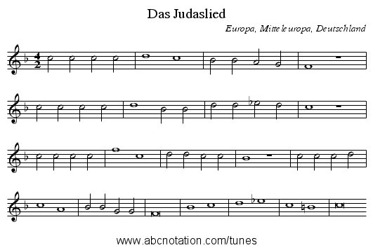 Das Judaslied - staff notation