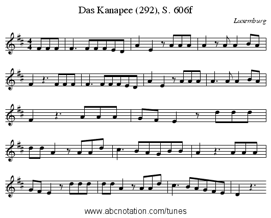 Das Kanapee (292), S. 606f - staff notation