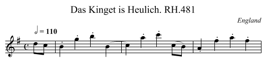 Das Kinget is Heulich. RH.481 - staff notation