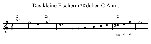 Das kleine FischermÃ¤dchen C Anm. - staff notation