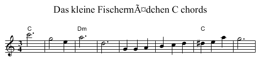 Das kleine FischermÃ¤dchen C chords - staff notation
