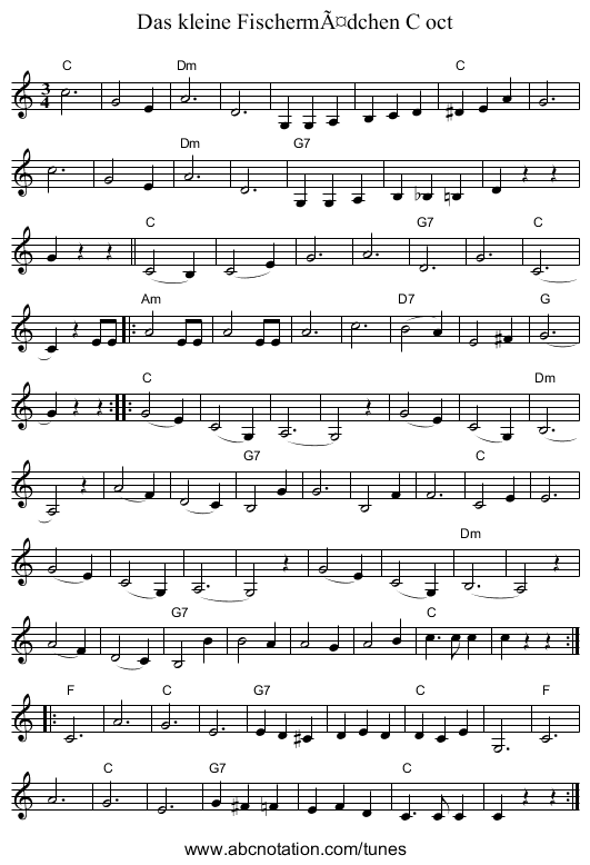 Das kleine FischermÃ¤dchen C oct - staff notation