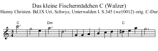 Das kleine Fischerm&auml;dchen C (Walzer) - staff notation