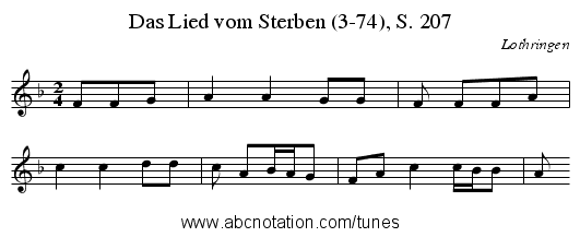 Das Lied vom Sterben (3-74), S. 207 - staff notation