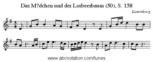 Das M?dchen und der Lorbeerbaum (50), S. 158 - staff notation