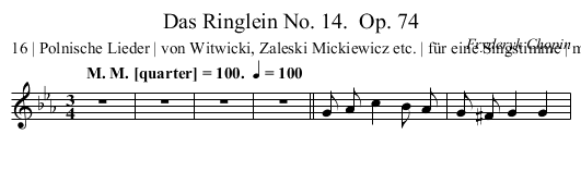 Das Ringlein No. 14.	 Op. 74 - staff notation
