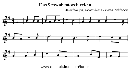 Das Schwabentoechterlein - staff notation
