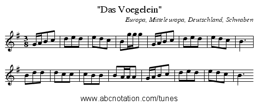 Das Voegelein - staff notation
