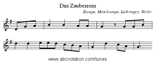Das Zauberross - staff notation