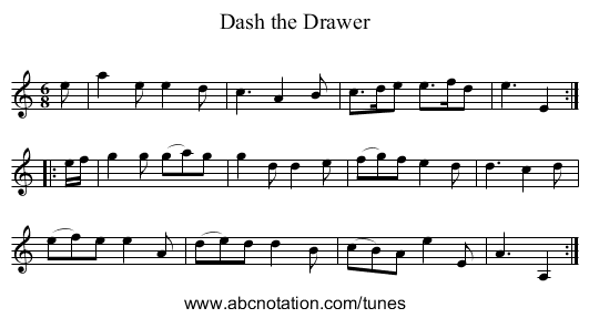 Dash the Drawer - staff notation