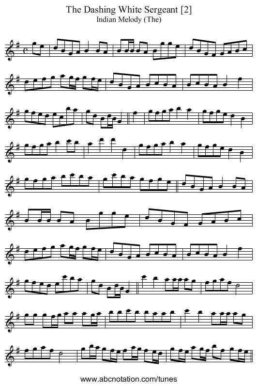Dashing White Sergeant [2], The - staff notation