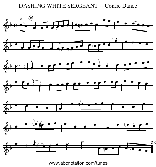 DASHING WHITE SERGEANT -- Contre Dance - staff notation