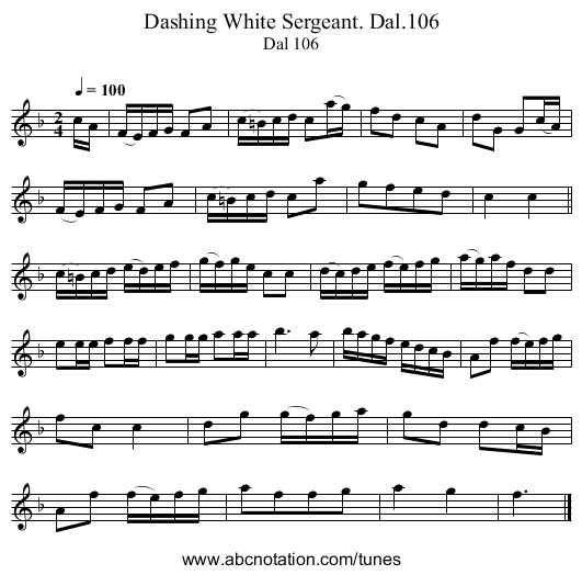 Dashing White Sergeant. Dal.106 - staff notation