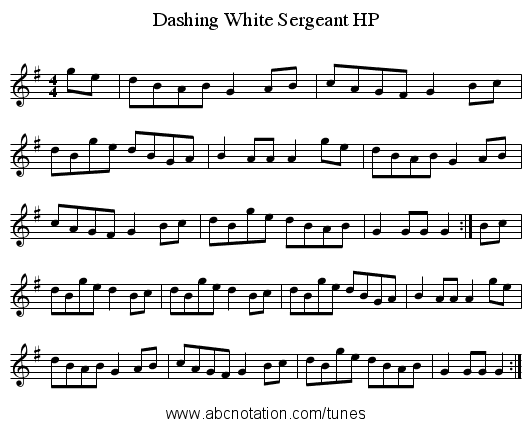 Dashing White Sergeant HP - staff notation