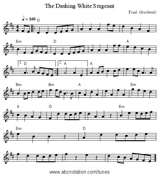 Dashing White Sergeant, The - staff notation