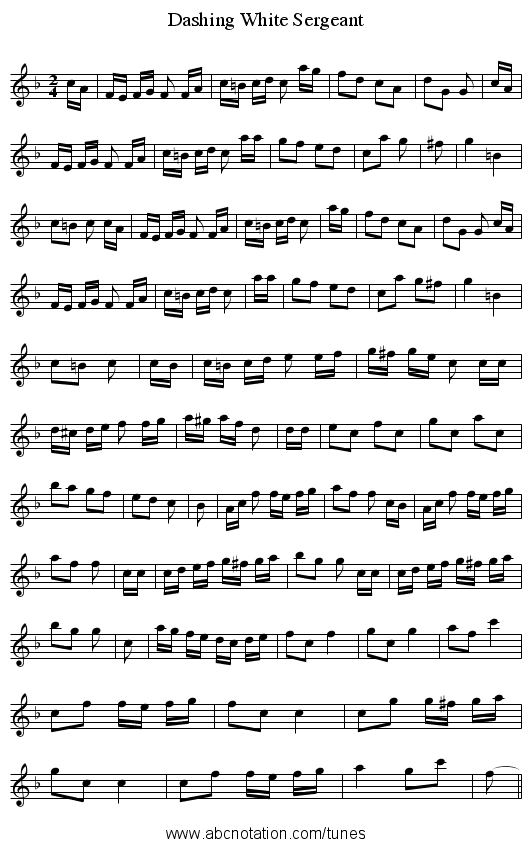Dashing White Sergeant - staff notation