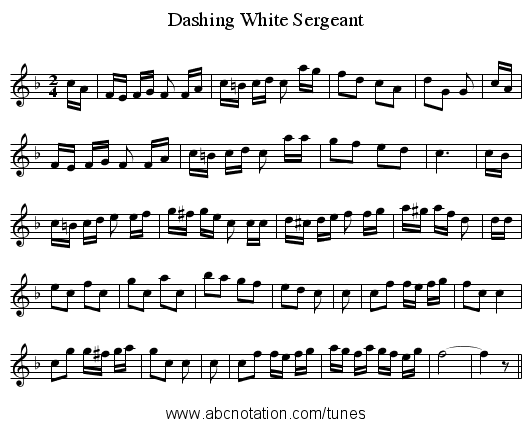 Dashing White Sergeant - staff notation