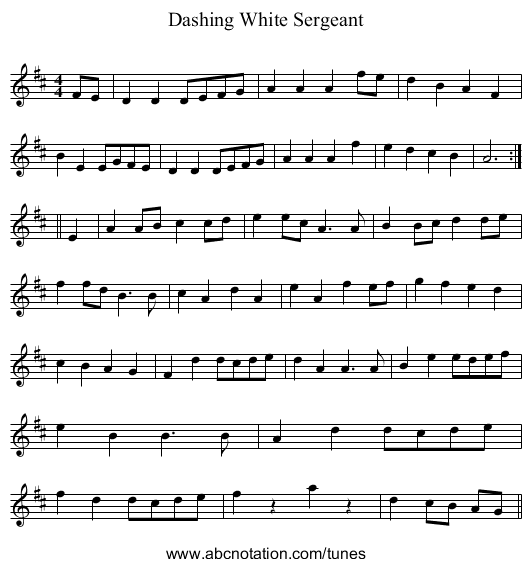 Dashing White Sergeant - staff notation