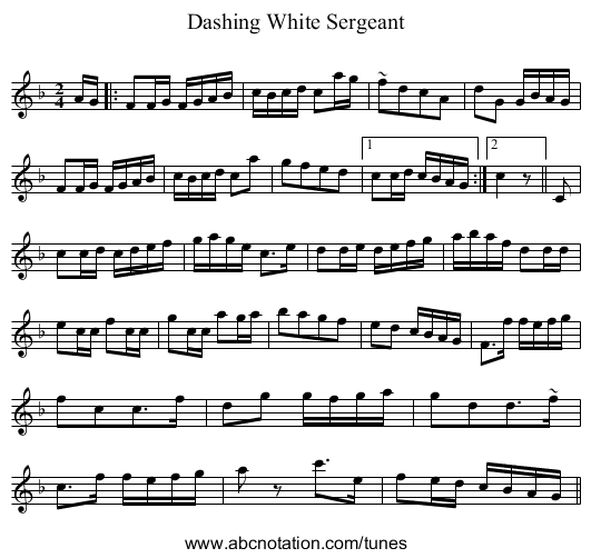 Dashing White Sergeant - staff notation