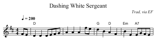Dashing White Sergeant - staff notation