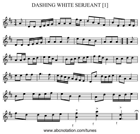 DASHING WHITE SERJEANT [1] - staff notation