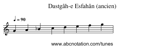 Dastgâh-e Esfahân (ancien) - staff notation