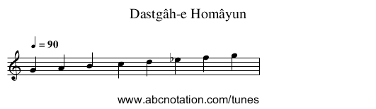 Dastgâh-e Homâyun - staff notation