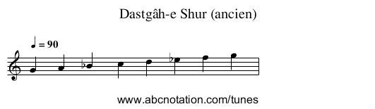 Dastgâh-e Shur (ancien) - staff notation
