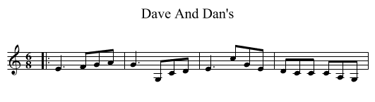 Dave And Dan's - staff notation