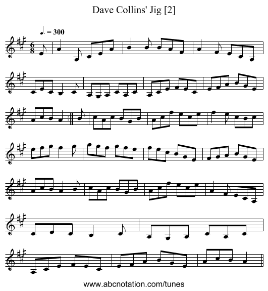 Dave Collins' Jig [2] - staff notation