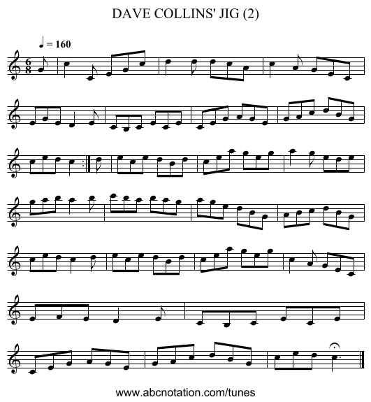 DAVE COLLINS' JIG (2) - staff notation