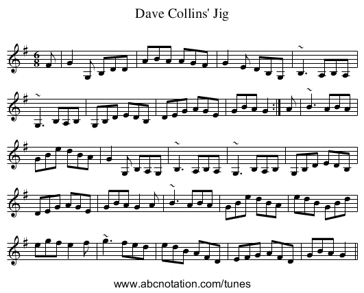Dave Collins' Jig - staff notation
