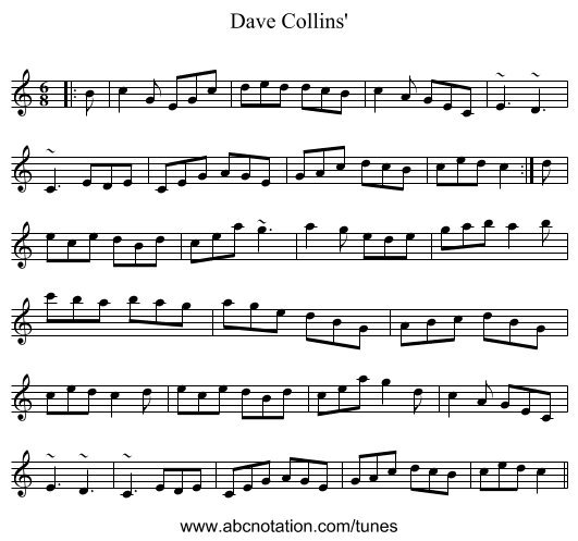 Dave Collins' - staff notation